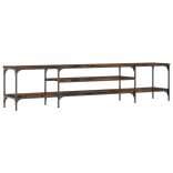 füstös tölgy színű szerelt fa és vas TV-szekrény 201x35x45 cm