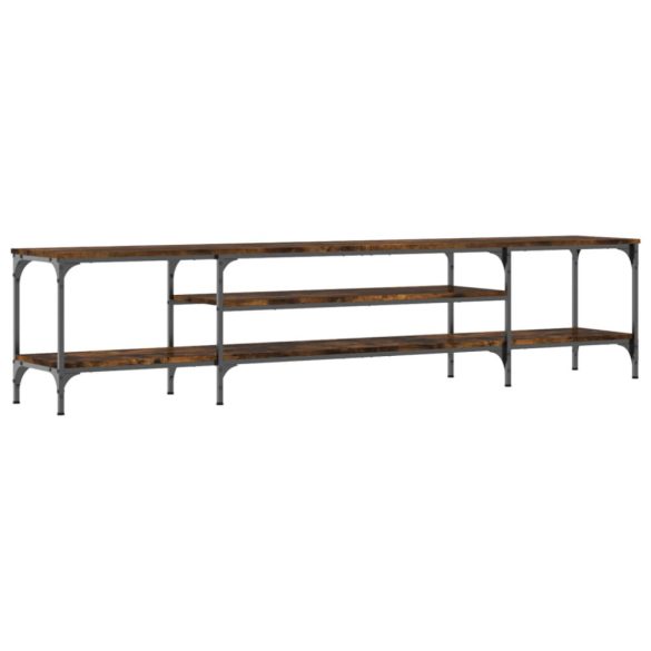 füstös tölgy színű szerelt fa és vas TV-szekrény 201x35x45 cm