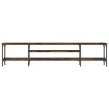 füstös tölgy színű szerelt fa és vas TV-szekrény 201x35x45 cm