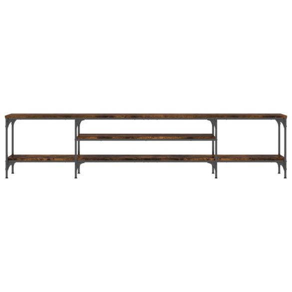 füstös tölgy színű szerelt fa és vas TV-szekrény 201x35x45 cm