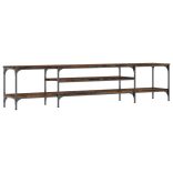 füstös tölgy színű szerelt fa és vas TV-szekrény 201x35x45 cm