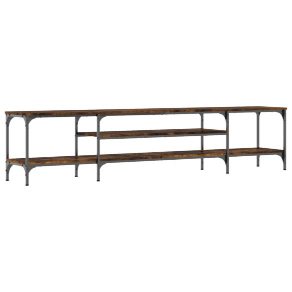 füstös tölgy színű szerelt fa és vas TV-szekrény 201x35x45 cm