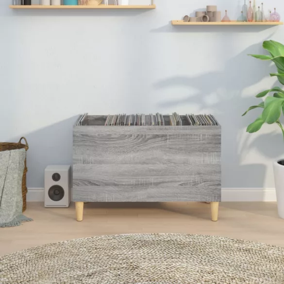 szürke sonoma színű szerelt fa hanglemezszekrény 74,5x38x48 cm