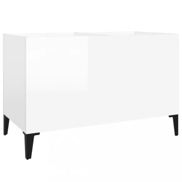 magasfényű fehér szerelt fa hanglemezszekrény 74,5x38x48 cm