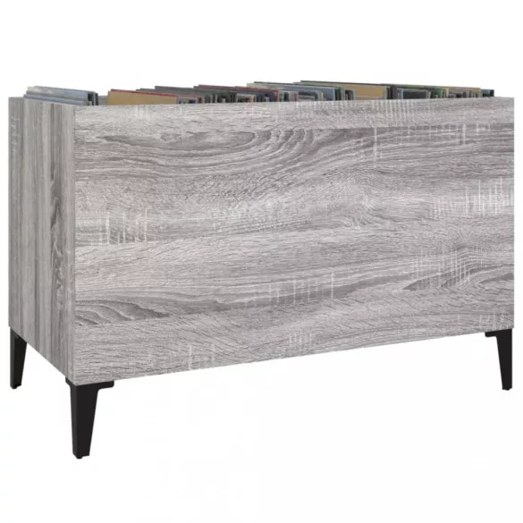 szürke sonoma színű szerelt fa hanglemezszekrény 74,5x38x48 cm