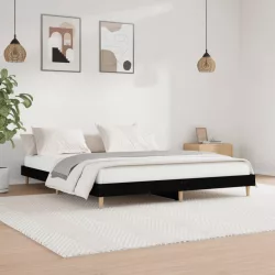 fekete szerelt fa ágykeret 200 x 200 cm