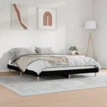fekete szerelt fa ágykeret 200 x 200 cm