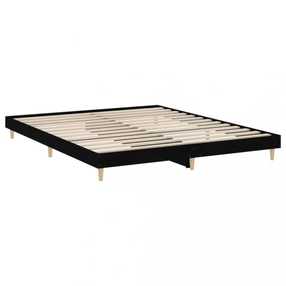 fekete szerelt fa ágykeret 200 x 200 cm