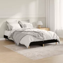 fekete szerelt fa ágykeret 120 x 190 cm