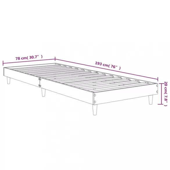 barna tölgy színű szerelt fa ágykeret matrac nélkül 75x190 cm