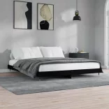 fekete szerelt fa ágykeret 200 x 200 cm