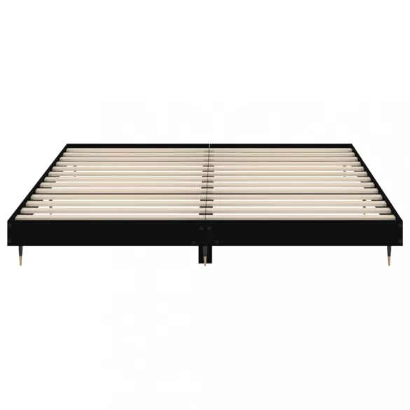 fekete szerelt fa ágykeret 200 x 200 cm