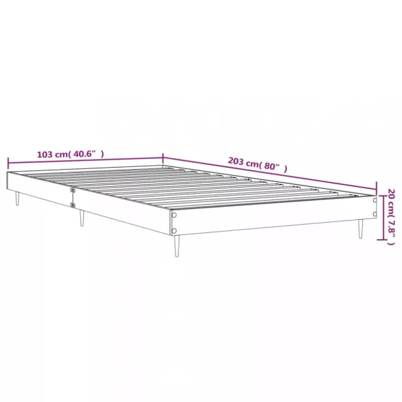 betonszürke szerelt fa ágykeret 100 x 200 cm