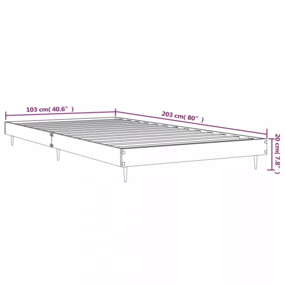 barna tölgy színű szerelt fa ágykeret matrac nélkül 100x200 cm