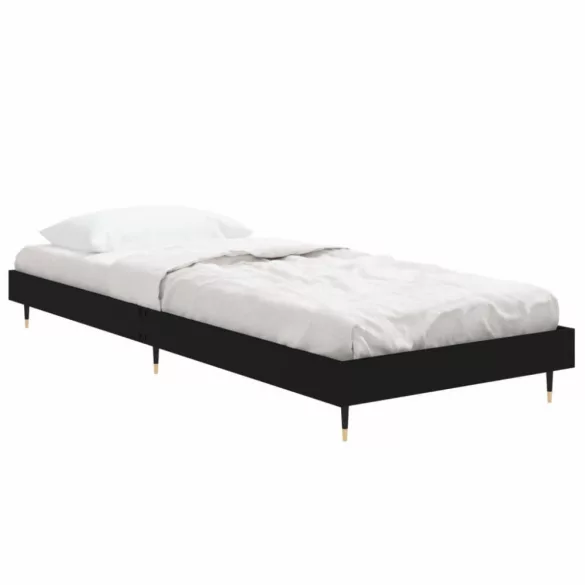 fekete szerelt fa ágykeret 75 x 190 cm