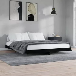 fekete szerelt fa ágykeret 200 x 200 cm