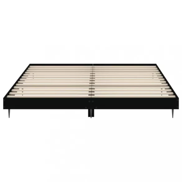 fekete szerelt fa ágykeret 200 x 200 cm