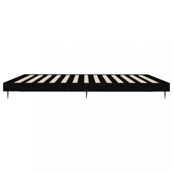 fekete szerelt fa ágykeret 200 x 200 cm