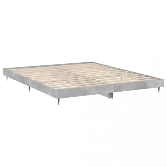 betonszürke szerelt fa ágykeret 200 x 200 cm