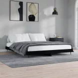 fekete szerelt fa ágykeret matrac nélkül 180 x 200 cm