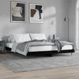 fekete szerelt fa ágykeret matrac nélkül 180 x 200 cm
