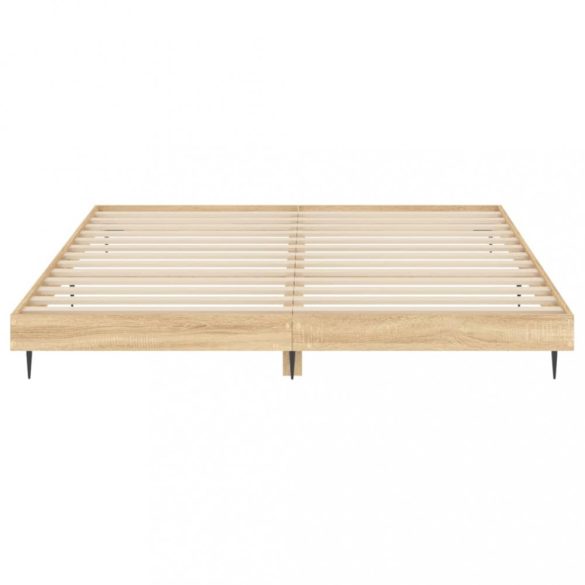sonoma tölgy színű szerelt fa ágykeret matrac nélkül 140x200 cm