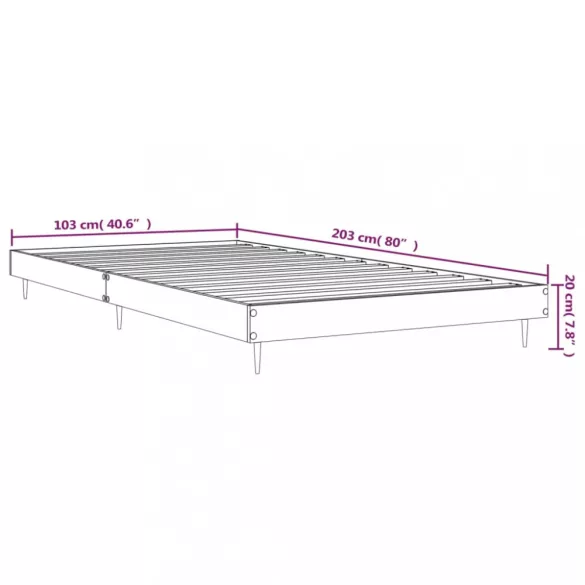 barna tölgy színű szerelt fa ágykeret matrac nélkül 100x200 cm