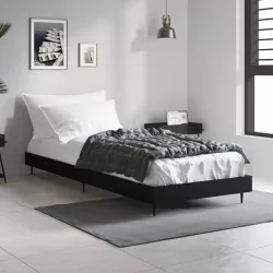 fekete szerelt fa ágykeret 75 x 190 cm
