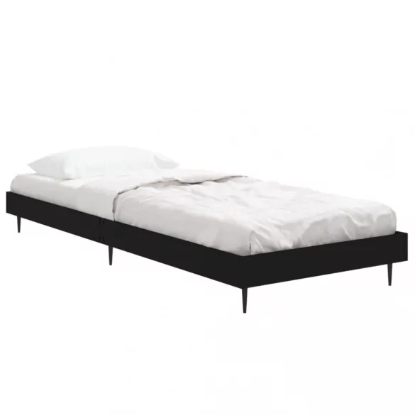 fekete szerelt fa ágykeret 75 x 190 cm