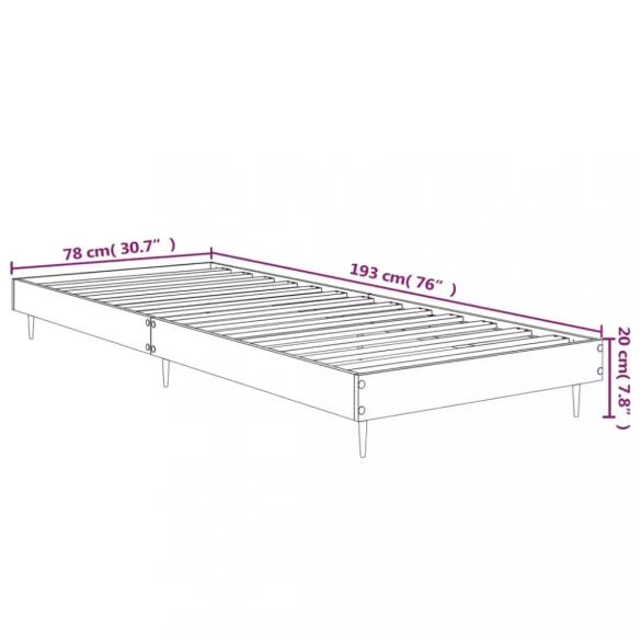 fekete szerelt fa ágykeret 75 x 190 cm