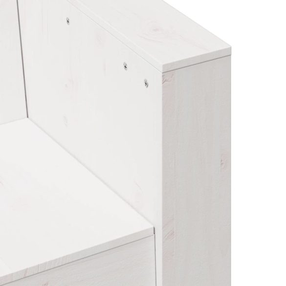 3 személyes fehér tömör fenyőfa kerti kanapé 189 x 60 x 62 cm