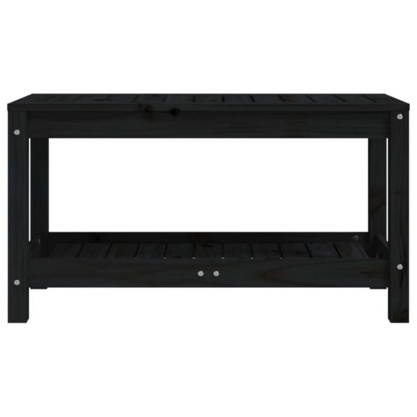 fekete tömör fenyőfa kerti pad 82,5 x 35 x 45 cm