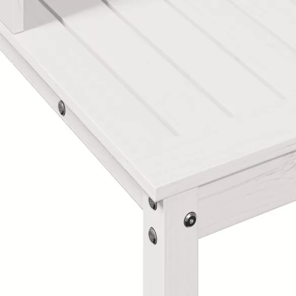 fehér tömör fenyőfa ültetőasztal polccal 82,5 x 50 x 109,5 cm