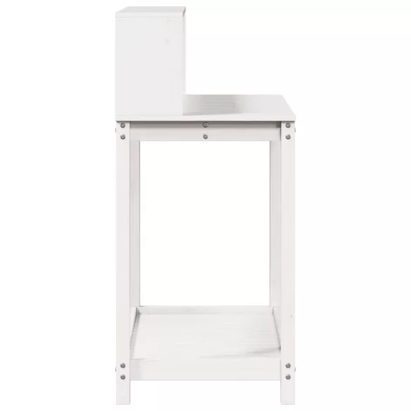 fehér tömör fenyőfa ültetőasztal polccal 108 x 50 x 109,5 cm
