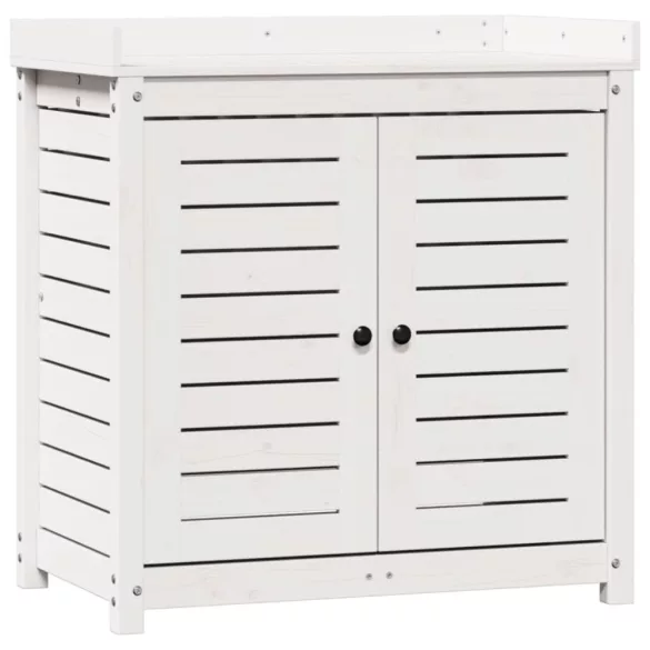 fehér tömör fenyőfa ültetőasztal polccal 82,5 x 50 x 86,5 cm