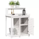 fehér tömör fenyőfa ültetőasztal polccal 82,5 x 50 x 109,5 cm