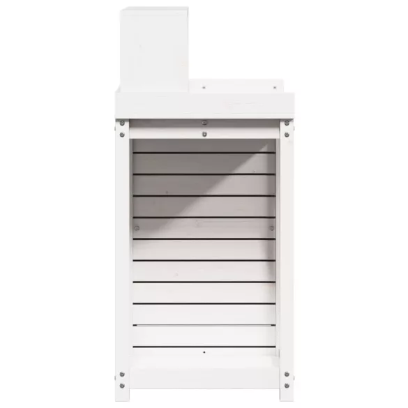 fehér tömör fenyőfa ültetőasztal polccal 82,5 x 50 x 109,5 cm