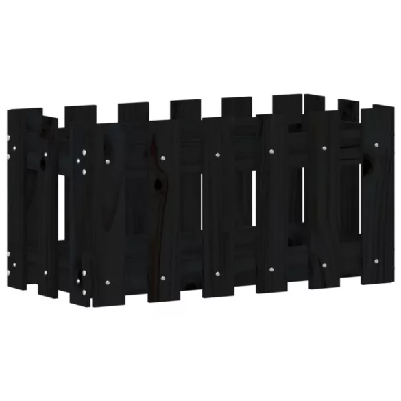 fekete tömör fenyő növénytartó léces kialakítással 60x30x30 cm