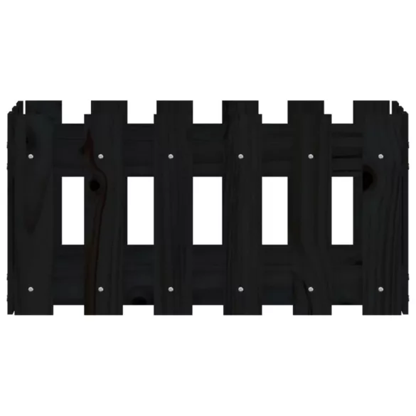 fekete tömör fenyő növénytartó léces kialakítással 60x30x30 cm