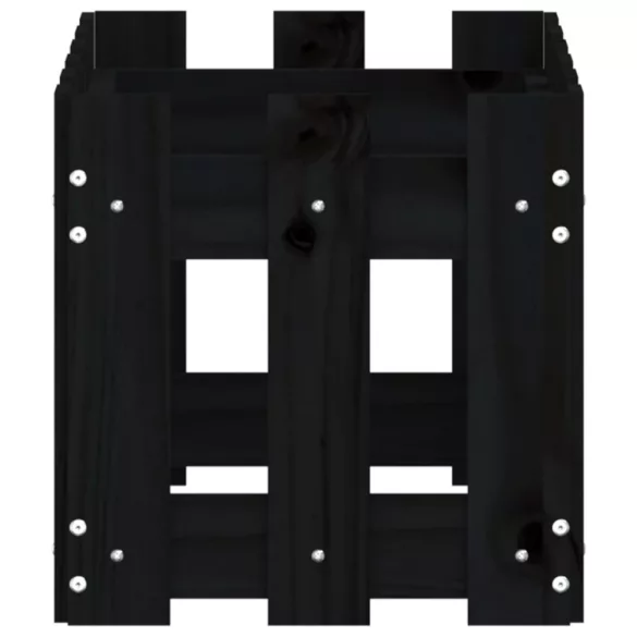 fekete tömör fenyő növénytartó léces kialakítással 60x30x30 cm
