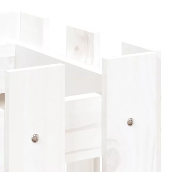 fehér tömör fenyőfa kerti magaságyás kerítéssel 100x30x30 cm