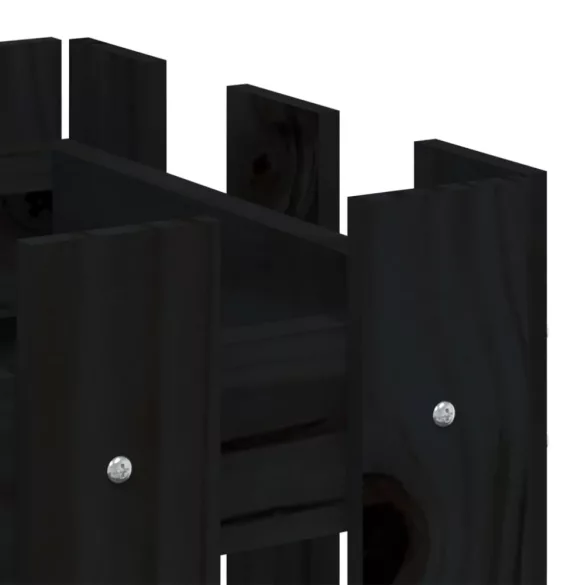 fekete tömör fenyőfa kerti magaságyás kerítéssel 100x30x30 cm