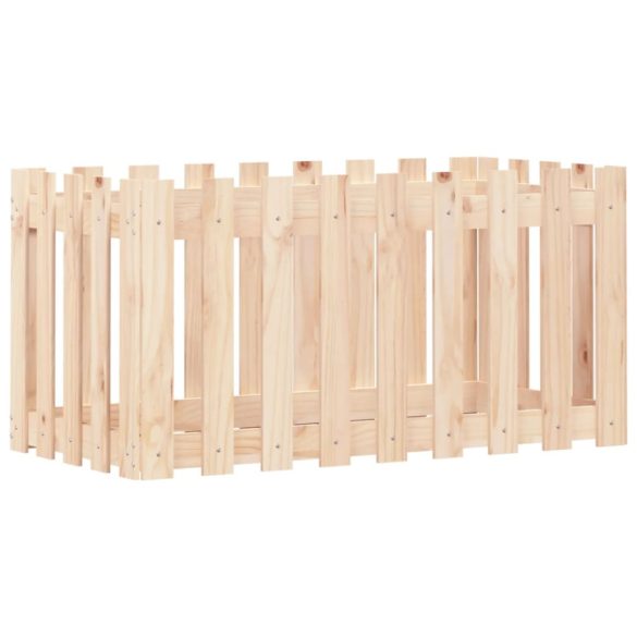 tömör fenyőfa kerti magaságyás kerítéssel 100x50x50 cm