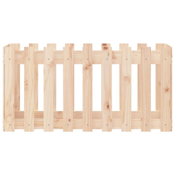 tömör fenyőfa kerti magaságyás kerítéssel 100x50x50 cm