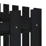 fekete tömör fenyőfa kerti magaságyás kerítéssel 150x50x70 cm