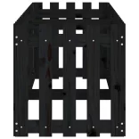 fekete tömör fenyőfa kerti magaságyás kerítéssel 200x50x50 cm