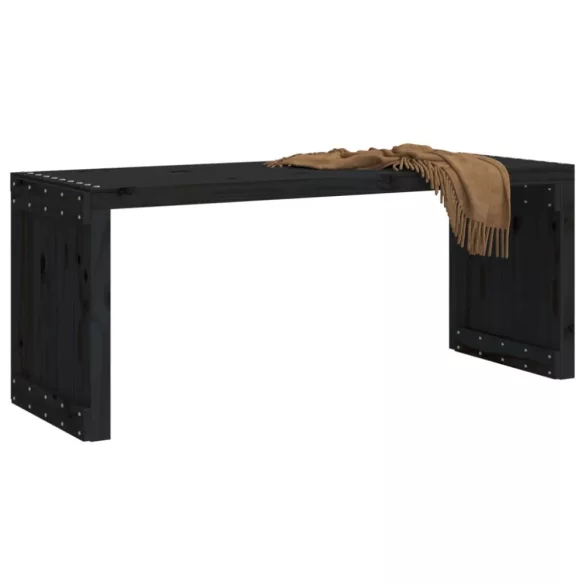 fekete tömör fenyőfa kerti pad 212,5 x 40,5 x 45 cm