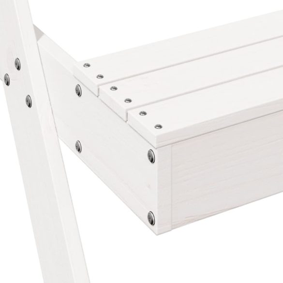 fehér tömör fenyőfa piknikasztal homokozóval gyerekeknek