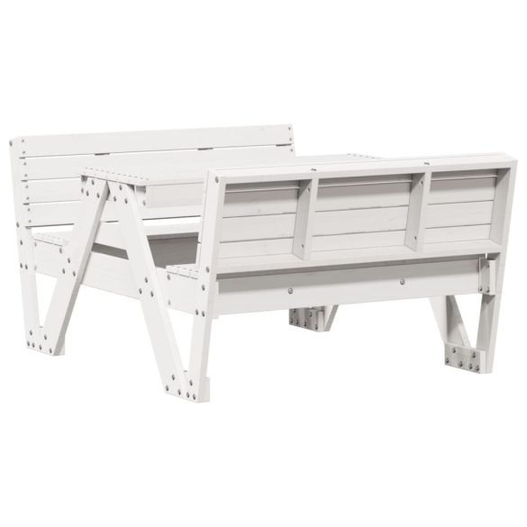 tömör fenyőfa fehér piknikasztal gyerekeknek 88 x 122 x 58 cm