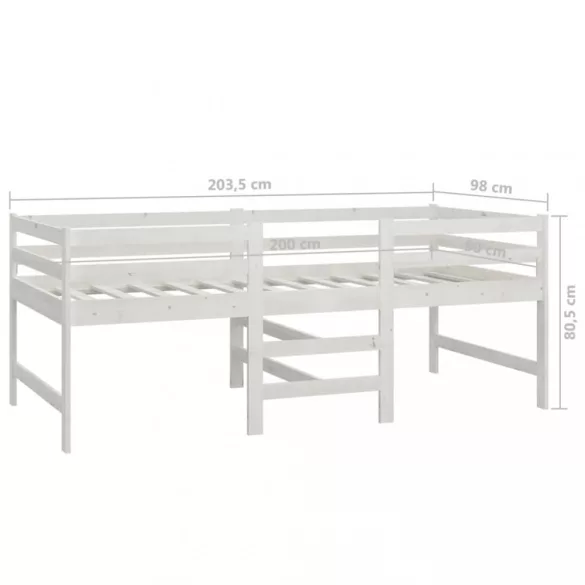 fehér tömör fenyőfa ágy matrac nélkül 90 x 200 cm